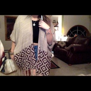 Oversized Tribal Fringe Style Poncho